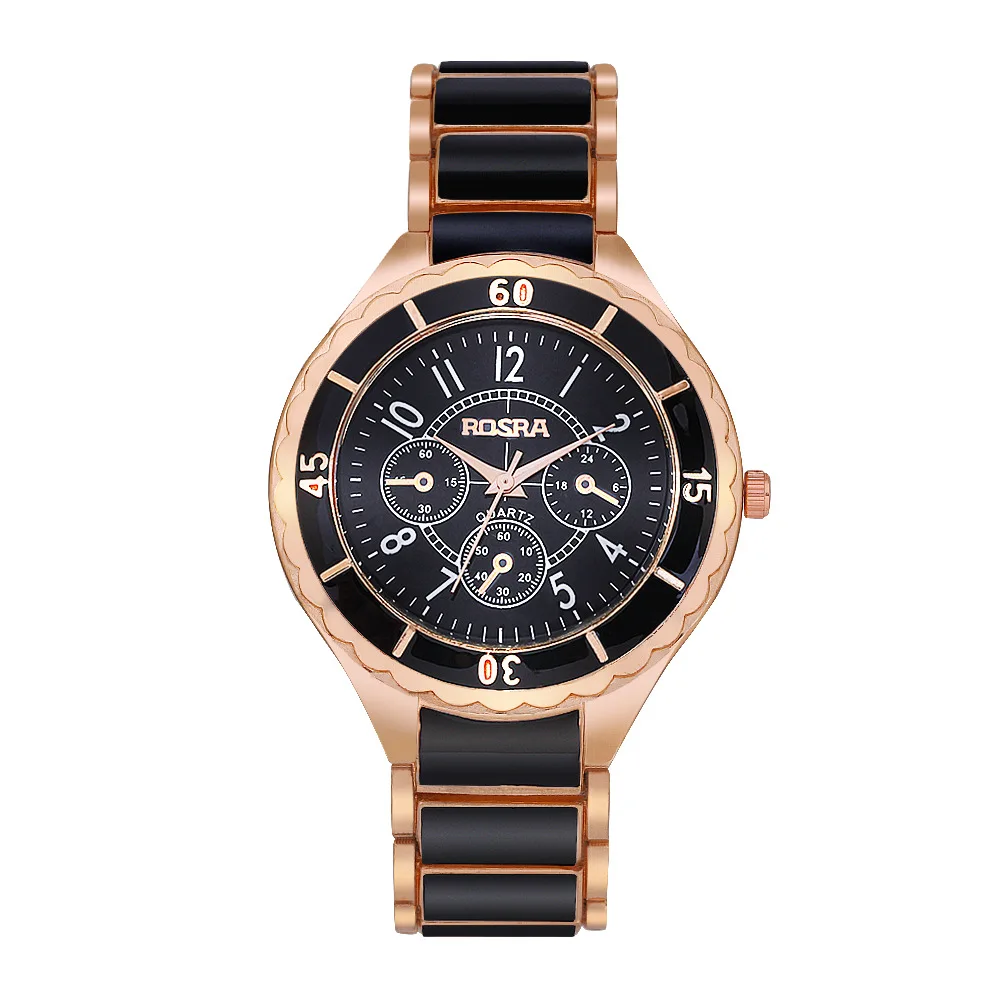 ROSRA Luxury Brand Watches Fashion Rose Gold Watch Women Full Steel Quartz Watch Ladies Watch Lady Hour Montre Femme Reloj Mujer