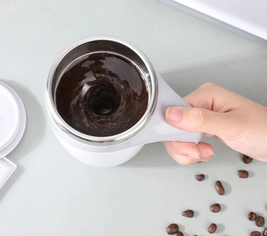 1pcs Automatic Self Stirring Magnetic Mug Stainless Steel Temperature Difference Coffee Mixing Cup Blender Mixer Thermal Cup