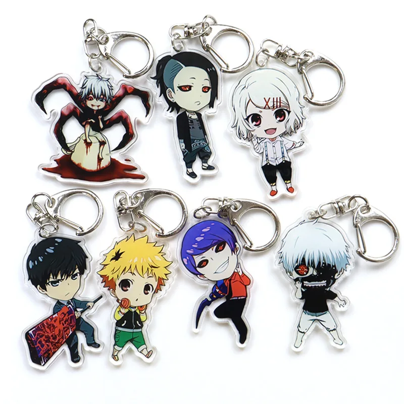 kaneki keychain Anime Keychain Women Men Key Chain Cartoon Double Sided Pendant Key Holder Acrylic Jewelry For Kids Birthday