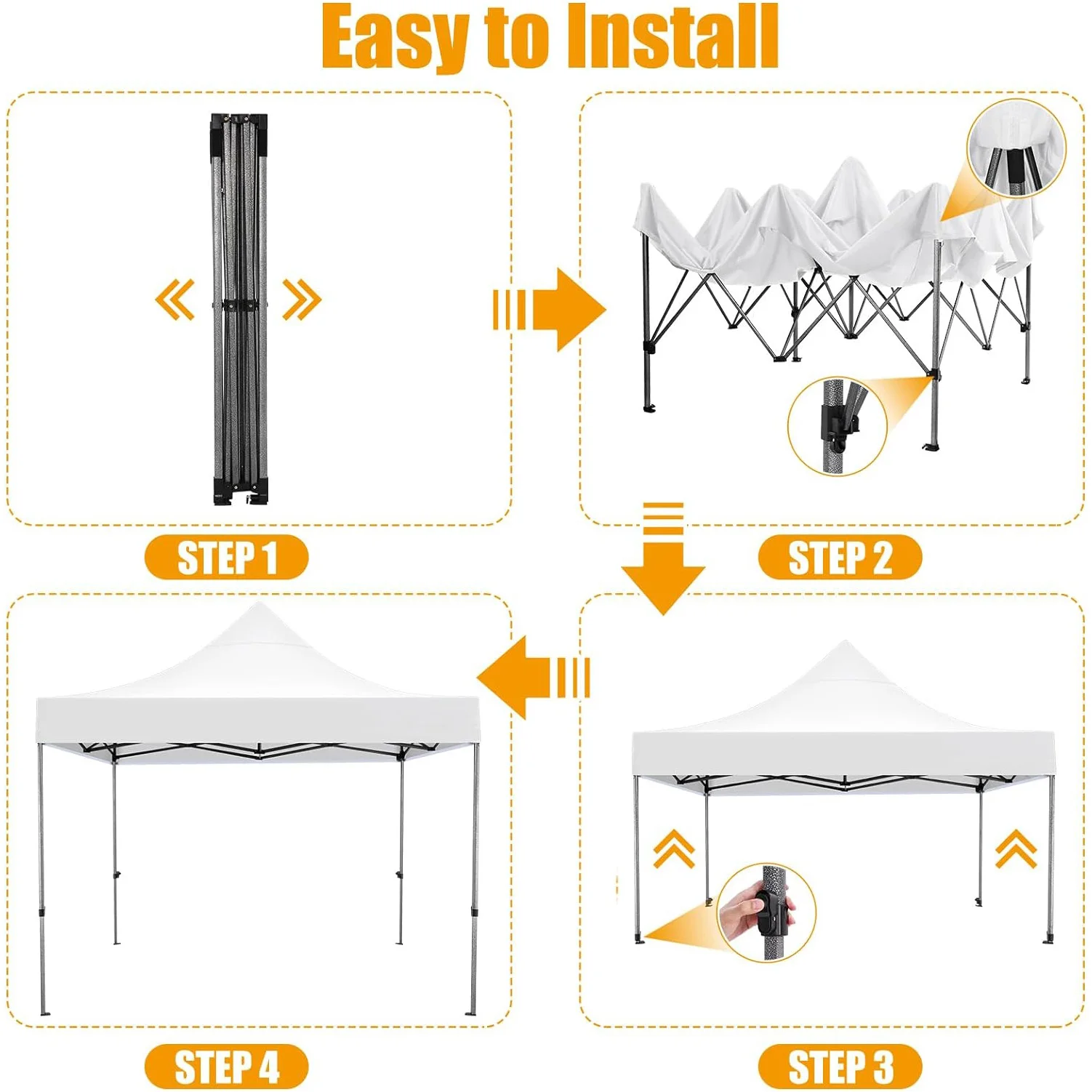 10x10 Pop Up Canopy Without Sidewall,Heavy Duty Canopy UPF 50+ All Season Wind Waterproof  Commercial Outdoor Wedding Party Tent