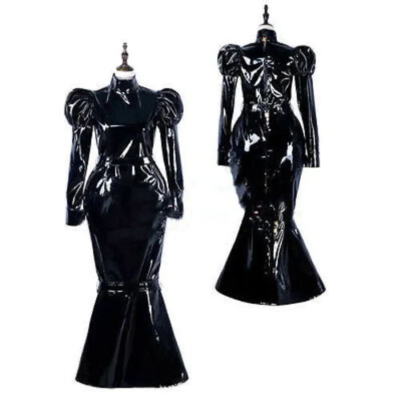 

2023 hot selling sippy girl maid PVC dress locable cosplay cost tailor