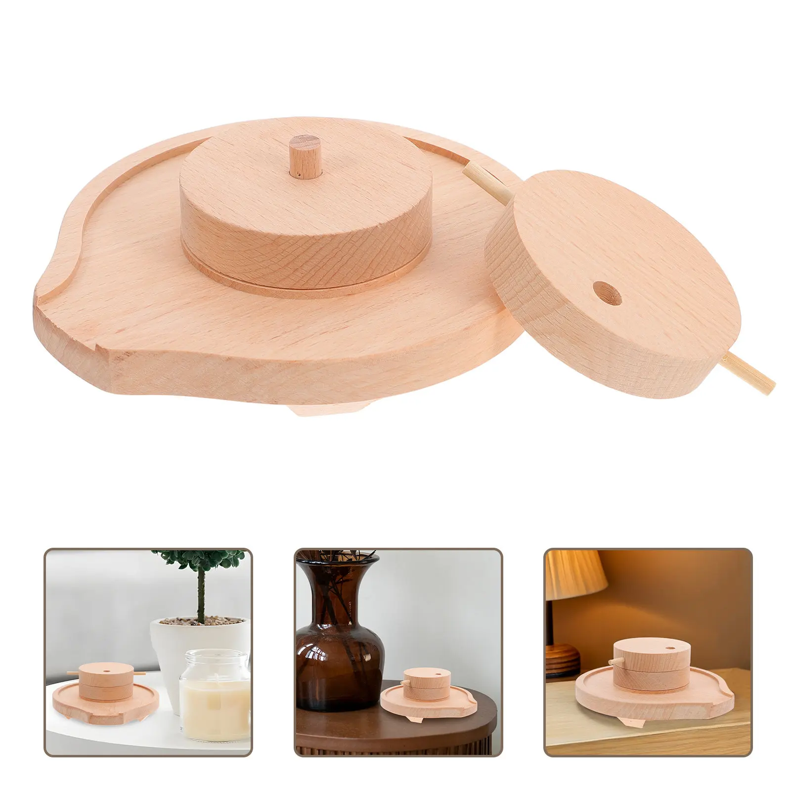 Mini Wooden Stone Grinder Old Fashioned Hand Operated Vintage Style Small Scale Traditional Grinding Mill Decorative Ornament