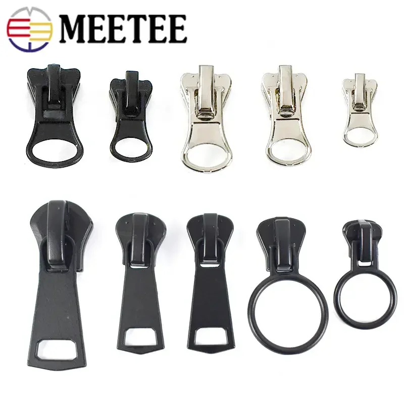 5Pcs 3# 5# 8# 10# 15# Zipper Sliders for Resin Zippers Tape Bag Zips Heads Pulls Clothes Repair Kit DIY Sewing Accessories