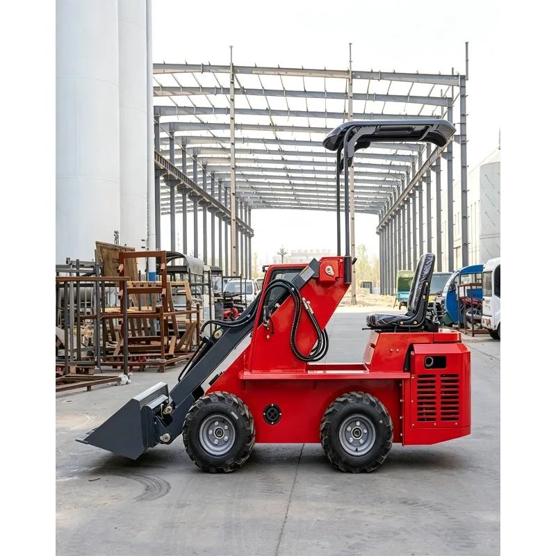 Small Turning Radius Mini 3 Wheel Skid Steer Loader, Compact Diesel Skid Steer Loader for Narrow & Tight Construction Site