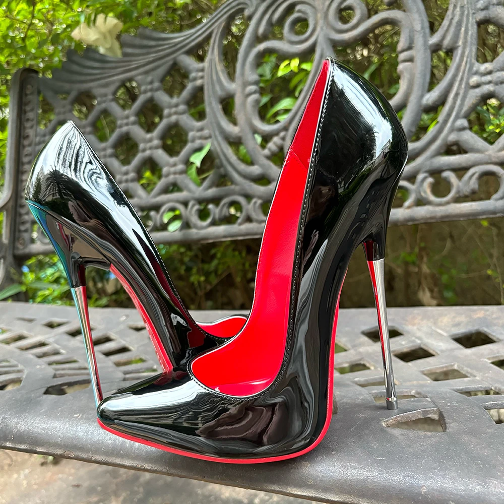 Women Pumps 16cm Extreme Metal High Heels Black Red Inside Stilettos Sexy Fetish Model Club Party Factory Customize Unisex Shoes