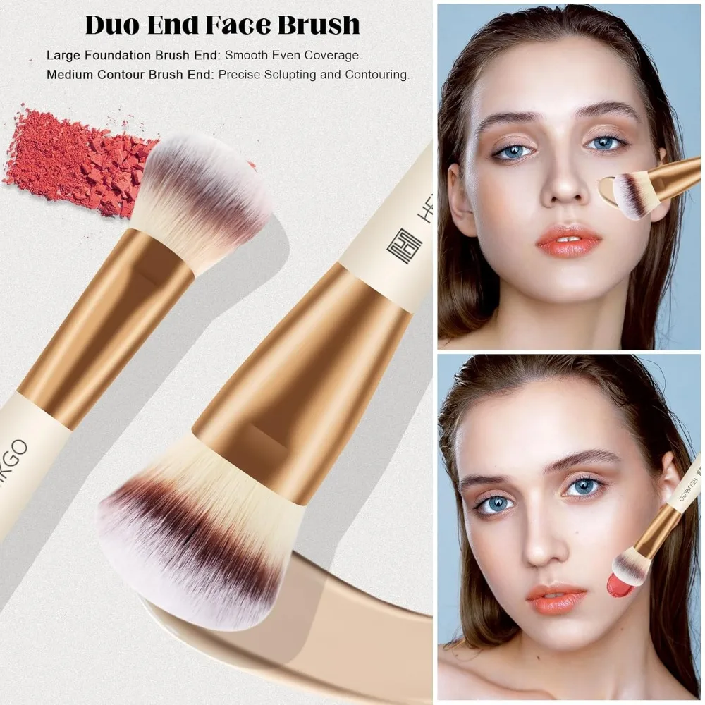 Ensemble de pinceaux de maquillage, 4 pièces, fond de teint à Double extrémité, poudre de Contour, correcteur de fard à joues, ensemble de pinceaux pour liquide, crème, poudre f