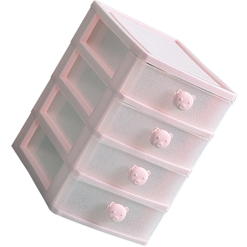 

Plastic Desktop Container with Drawers Sturdy Structure Compact Lightweight Storage Box for Makeup Tools Cosmetics Small