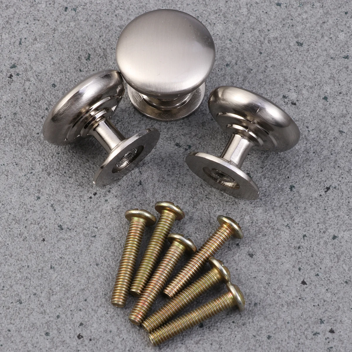 

5 Pcs Round Handle Kitchen Cabinet Knobs Solid Single Hole Silver Modern Minimalist