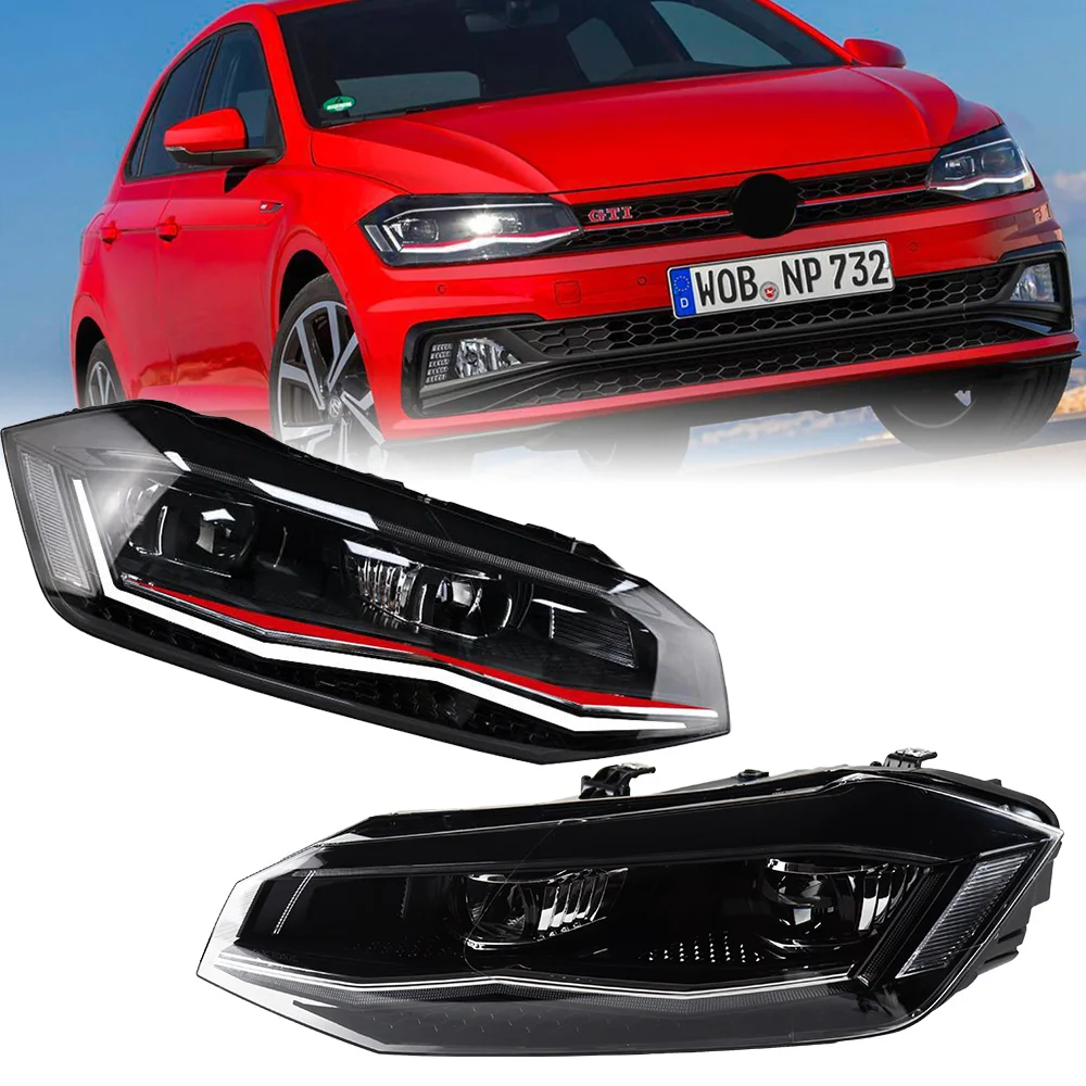 フォルクスワーゲン　ポロ　LED 　イカリング　ヘッドライト　新品訳あり ヘッドライトvwポロ2019-2022 drlヘッドランプledキセノン電球