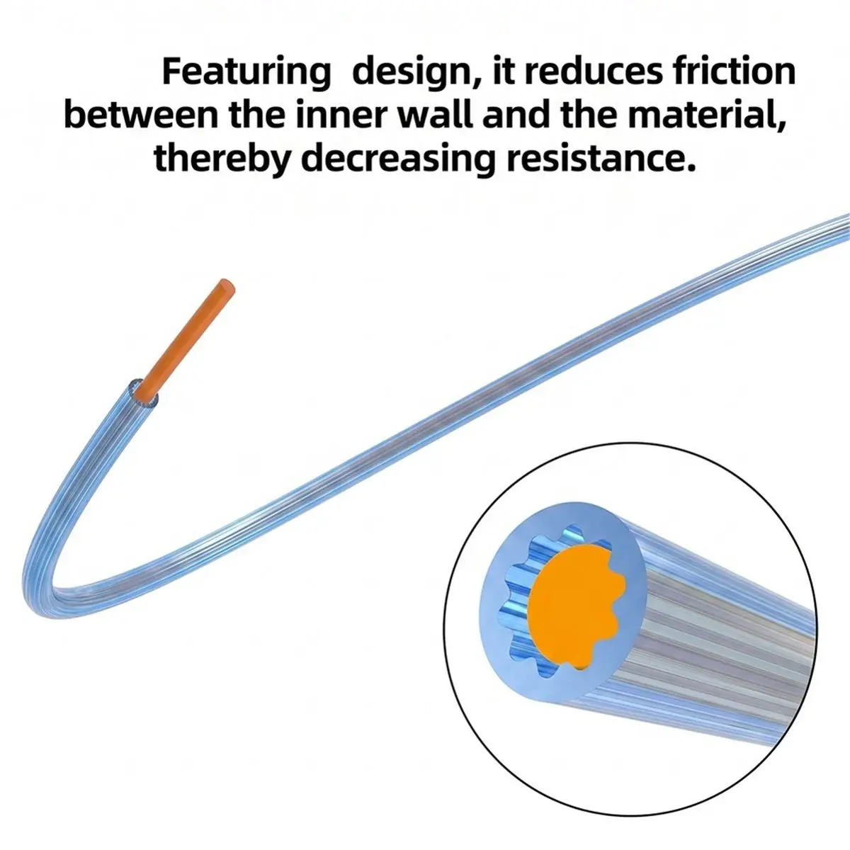 4m Low-Resistance Star-Shaped PTFE Tube Smooth High Temperature Resistance for 3D Printer Blue