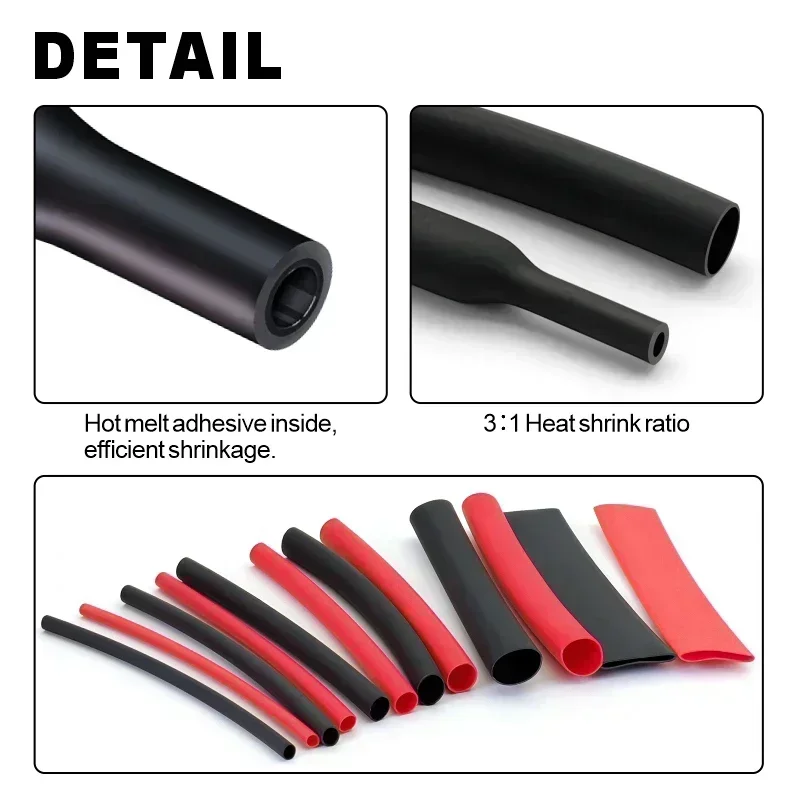 Heat Shrink Tubing 3:1 & 4:1 Flame Retardant Anti-Corrosion Sleeve For Pump Motor Internal Wire Cable Sealing Cover