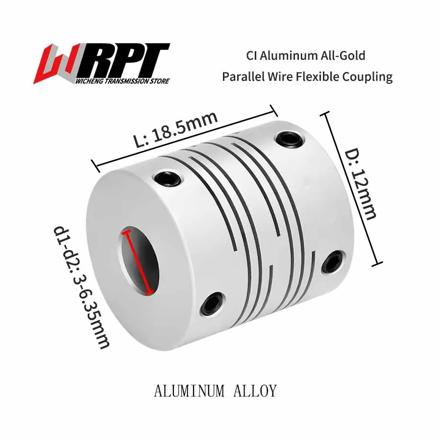 Connexion de petit moteur Type de rainure Accouplement flexible EnprintPetit CI-12X18.5 Accouplement flexible Le fil parallèle tout-or en aluminium CI