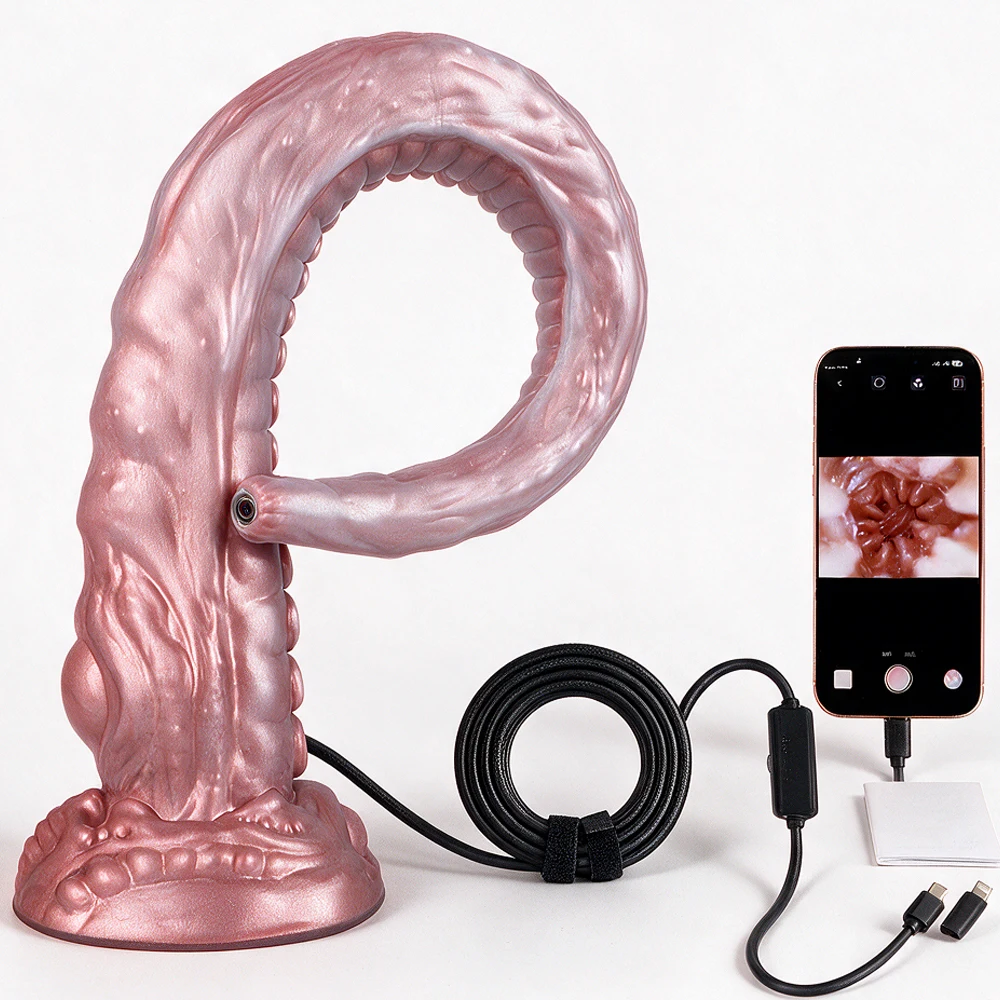 YOCY 2517 Long Dildo 3MP HD Endoscope Camera With 8 LED Lights Real-Time Viewing Buttplug IP68 Waterproof Adult Sex Toy Buttplug