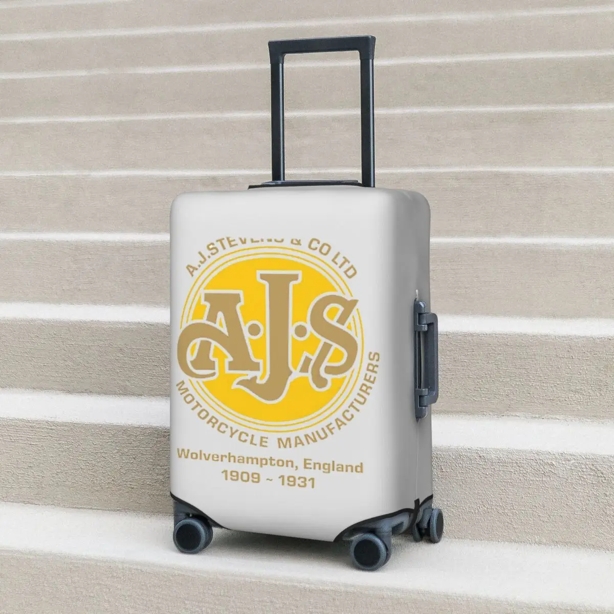 

Vintage AJS Motorcycle Design Suitcase Cover Protection Elastic Trip Luggage Protector Covers for 18-32 Inch
