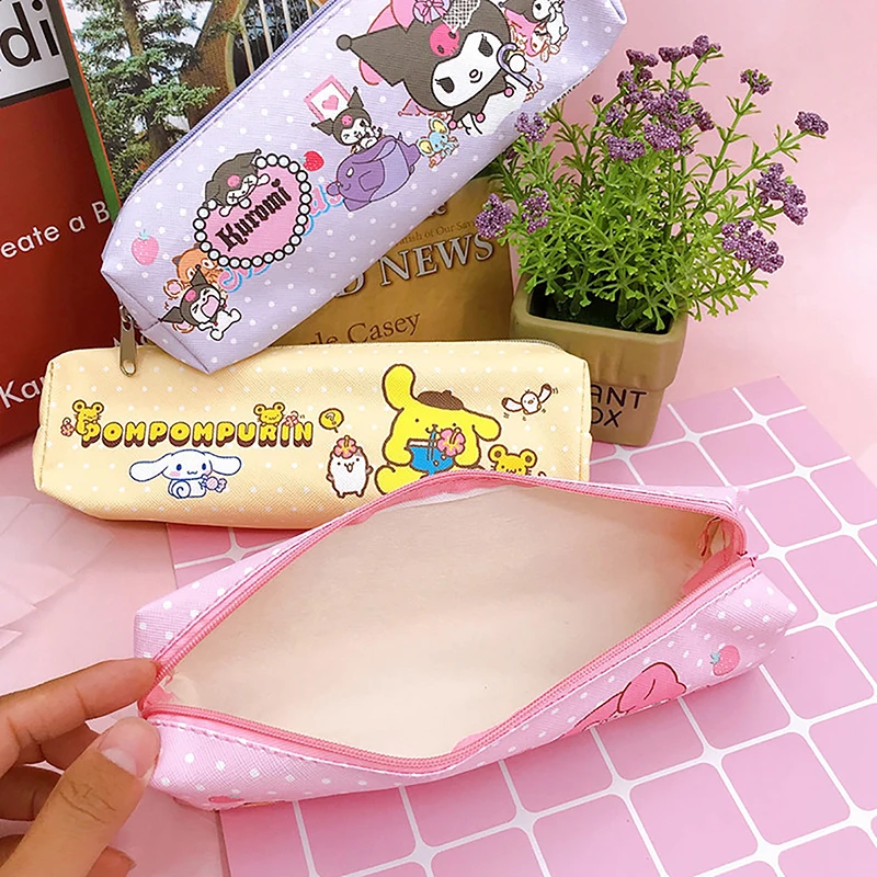 Kawaii Cinnamoroll Kuromi My Melody Sanrio tempat pensil pena tas penyimpanan kosmetik lucu perlengkapan siswa hadiah alat tulis