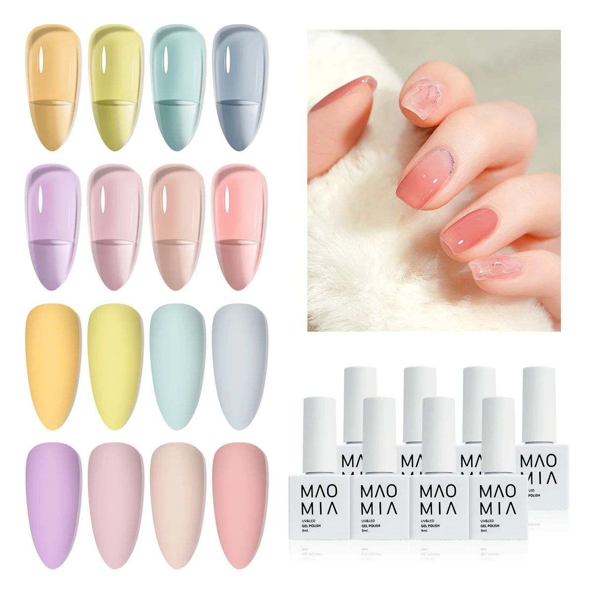 8 Bottles 9 ml Colorful Gel Polish Set UV LED Transparent Gels Varnish Semi Permanent Sugar Nail Gel Manicure Accessories