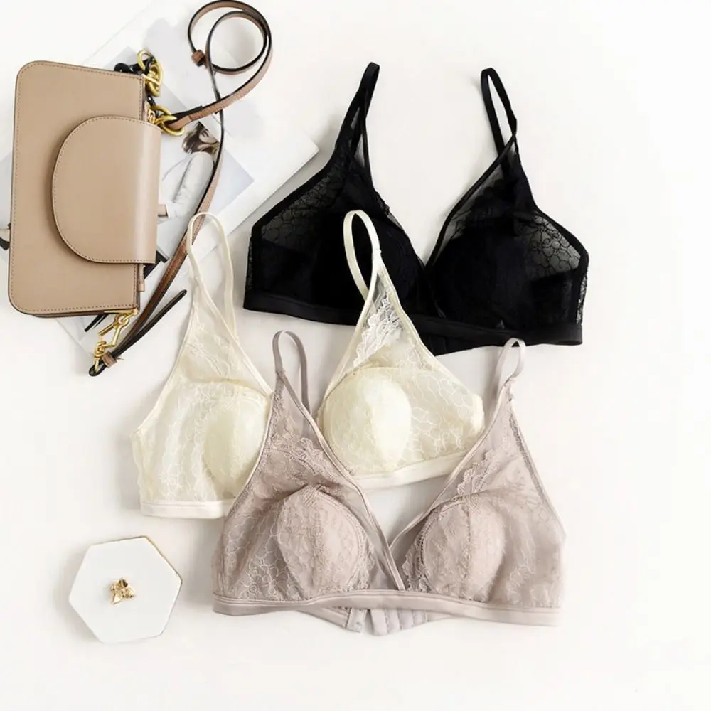 패션 레이스 메쉬 무선 딥 V 브라 투명 충격 방지 브래지어 여성용 안티 처짐 란제리 푸쉬업 속옷 소녀용