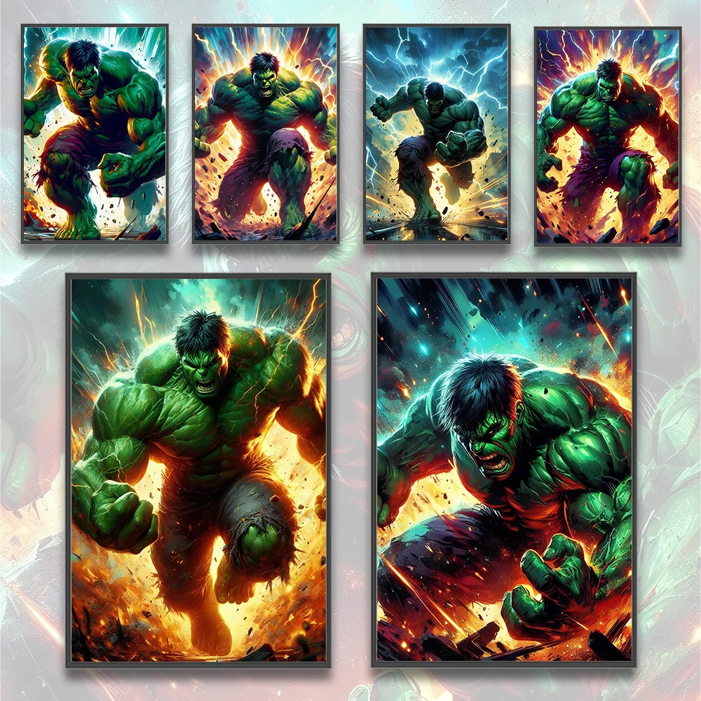 

Marvel Hulk Self-adhesive Movie Wallpaper Figures Decorative Poster For Home Decor Avengers Home Decoration Painting Kid Gift