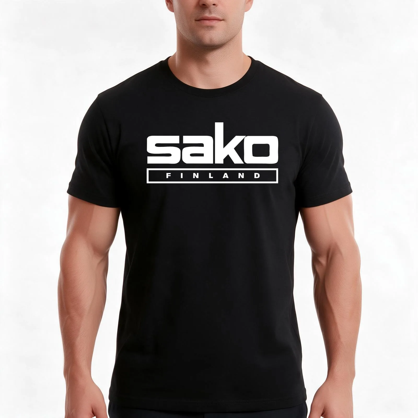 Finland Firearms T-Shirt, Summer Casual Cotton Tee, Oversized Streetwear Tops, Vintage Graphic Print, Loose Fit Short Sleeve