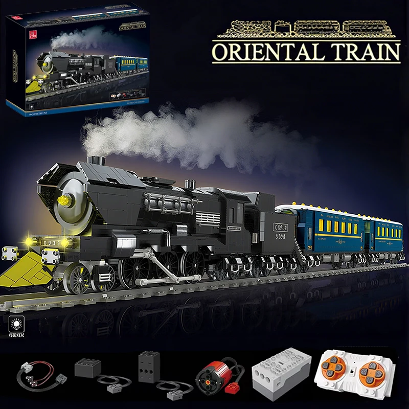 

3691 шт. MOC с дистанционным управлением, комплект строительных блоков для парового поезда, пассажирский поезд с орбитационными машинами, модель кирпича, украшение, игрушка, подарок для детей