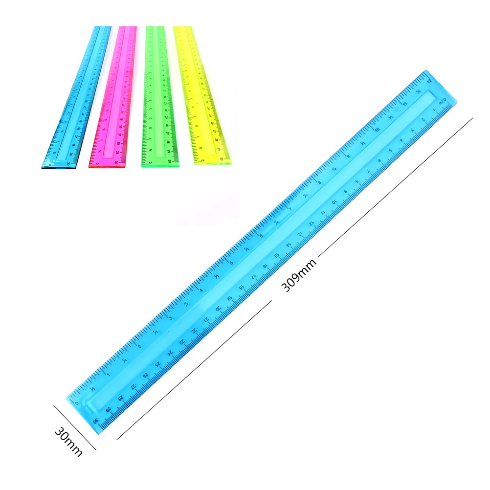 

32 Pcs Colorful Plastic Rulers 30cm 12 Inches Transparent Small Bulk Set for School Drawing Measuring Art Student Supply