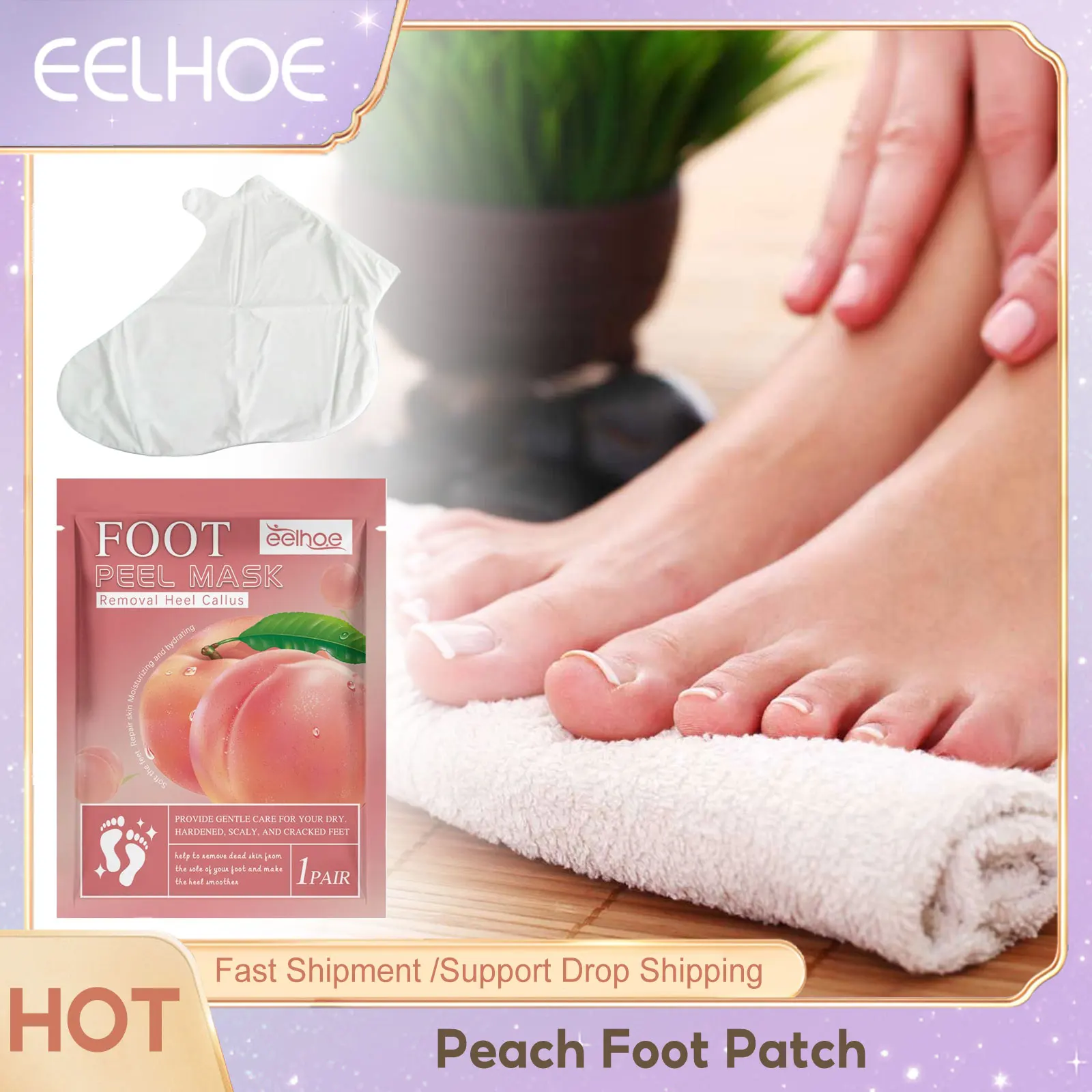 

Exfoliating Detox Foot Mask Peach Foot SPA Pedicure Socks Peeling Removing Dead Skin Feet Patch Anti Crack Cleansing Foot Patch