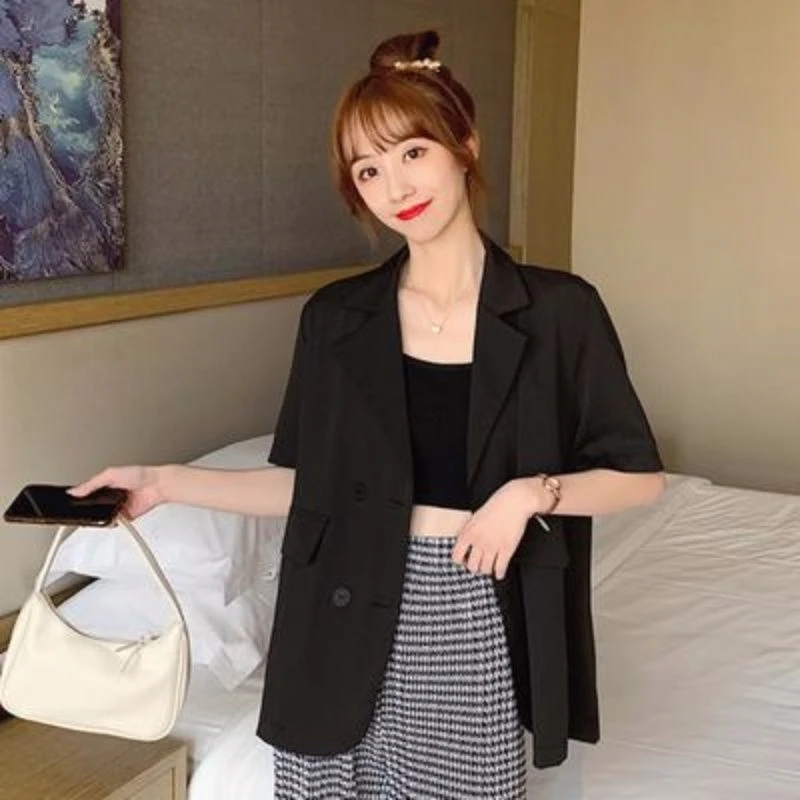 

Women'S Clothing Trend 2025 Blazer Woman Outercoat Mid Length Deep Cinched Professional Overcoat Ribbon Medium Laple Flower All