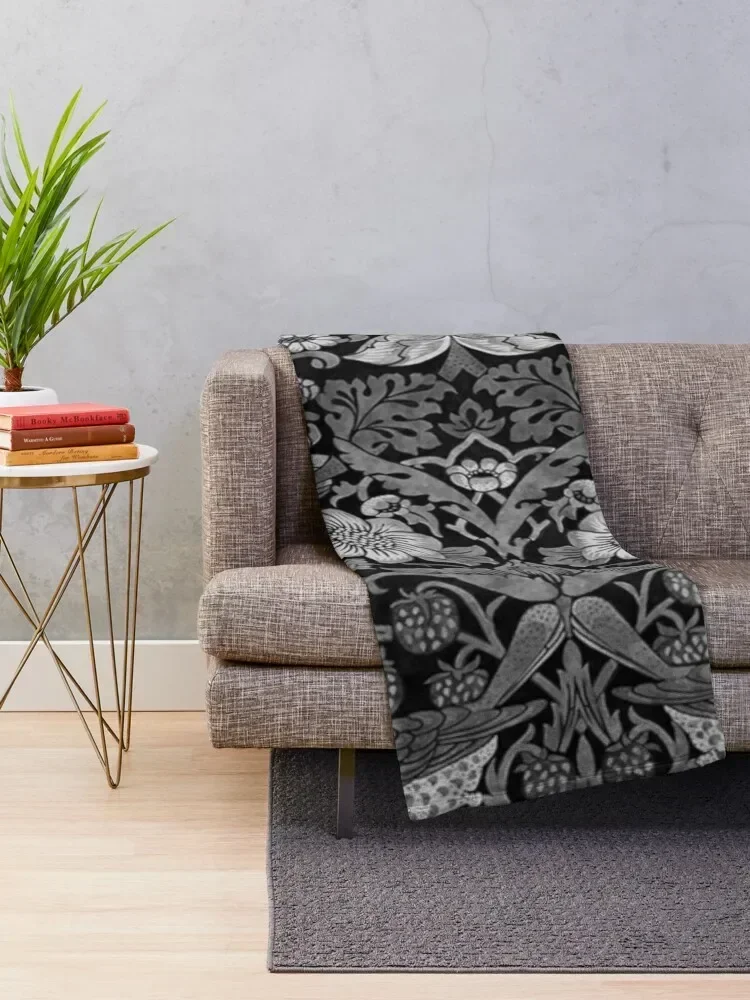 William Morris- strawberry thief,grey, white,black Throw Blanket bed plaid manga anime Blankets For Baby Blankets