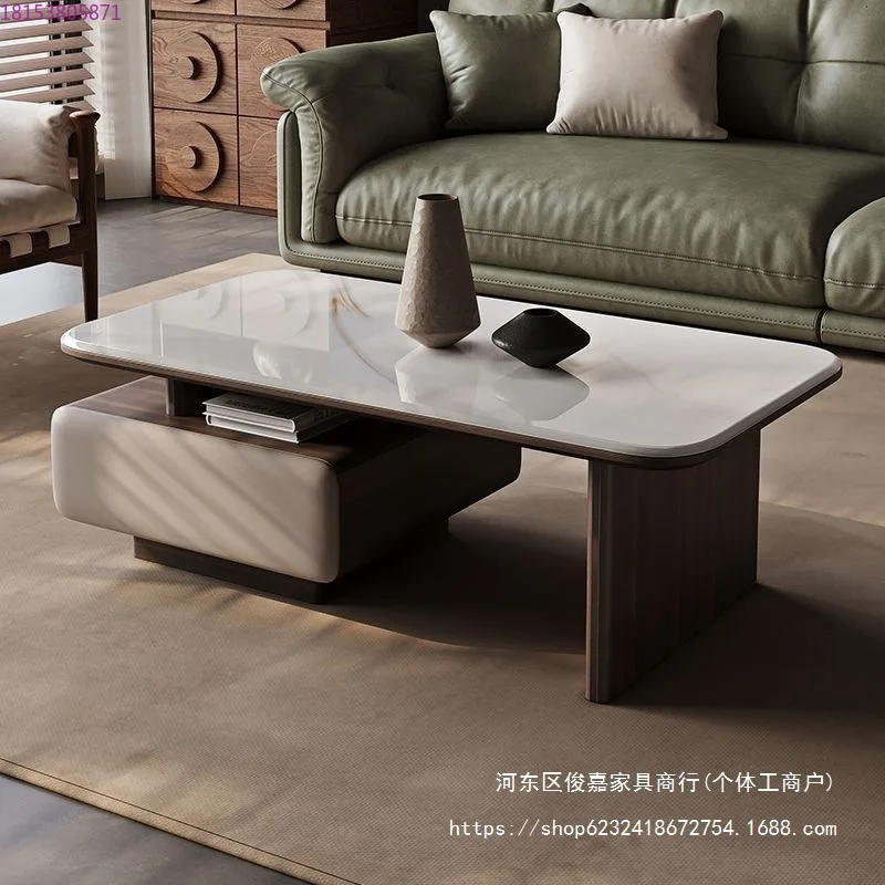

Household light luxury rock slab coffee table telescopic combination square Italian minimalist small apartment modern