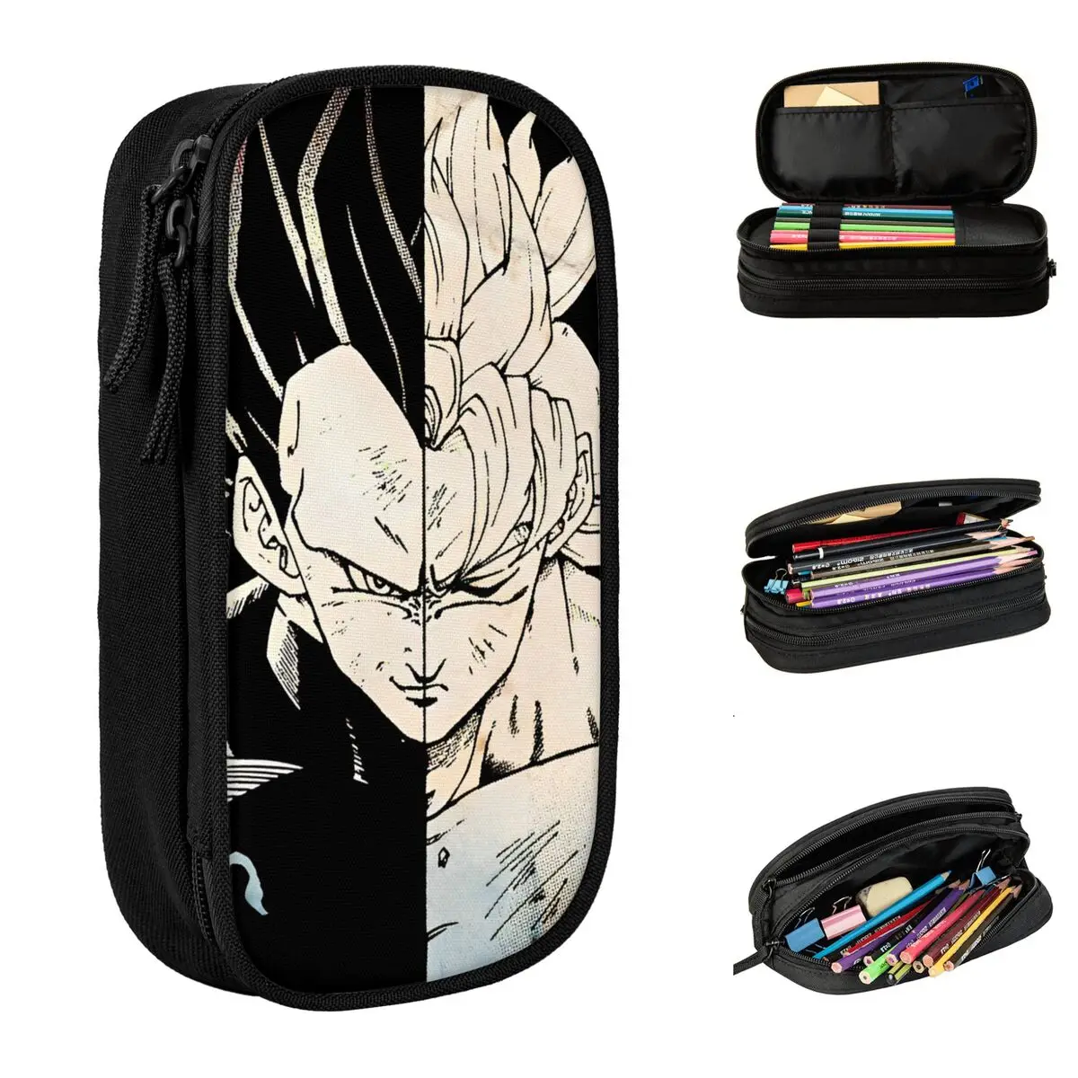 Cute Two Rivals Goku And Vegeta Dragon Ball Z Pencil Cases Pencilcases Pen Holder Kids Big Capacity Bag School Zipper Stationery