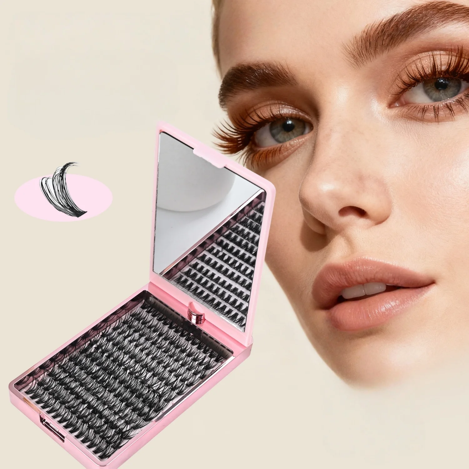 Soft Baby Bend False Eyelashes Kit with Mirror Portable Lightweight Design 10-18mm Mixed Length Black C/D Curl for Daily Makeup