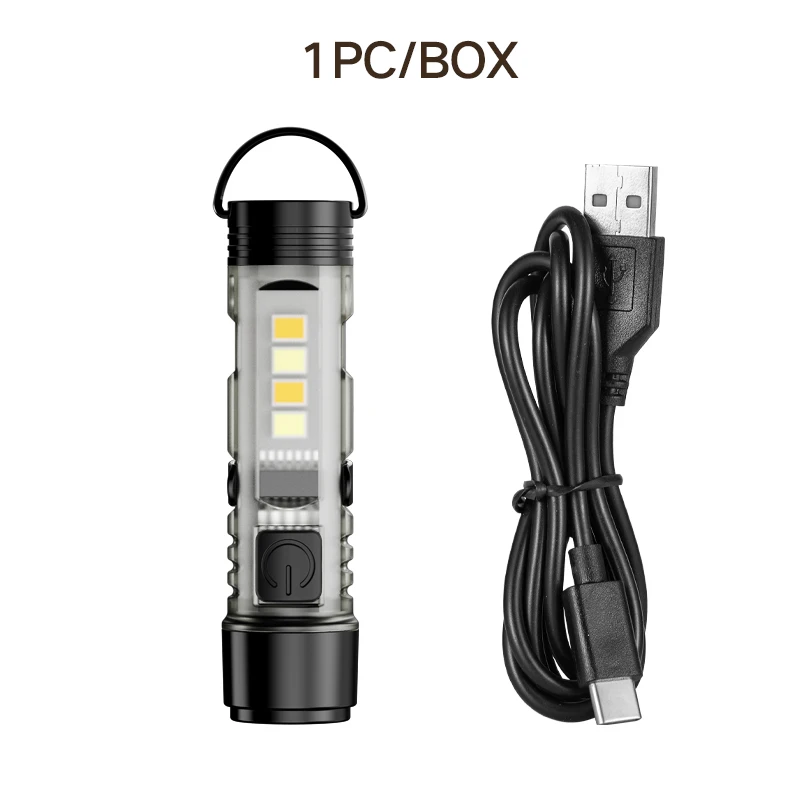 Outdoor Starklicht-LED-Taschenlampe, Mini Tragbare Schlüsselanhänger-Leuchte, USB-Aufladung, Magnetische Befestigung, Superhelle Notfall-Warnleuchte