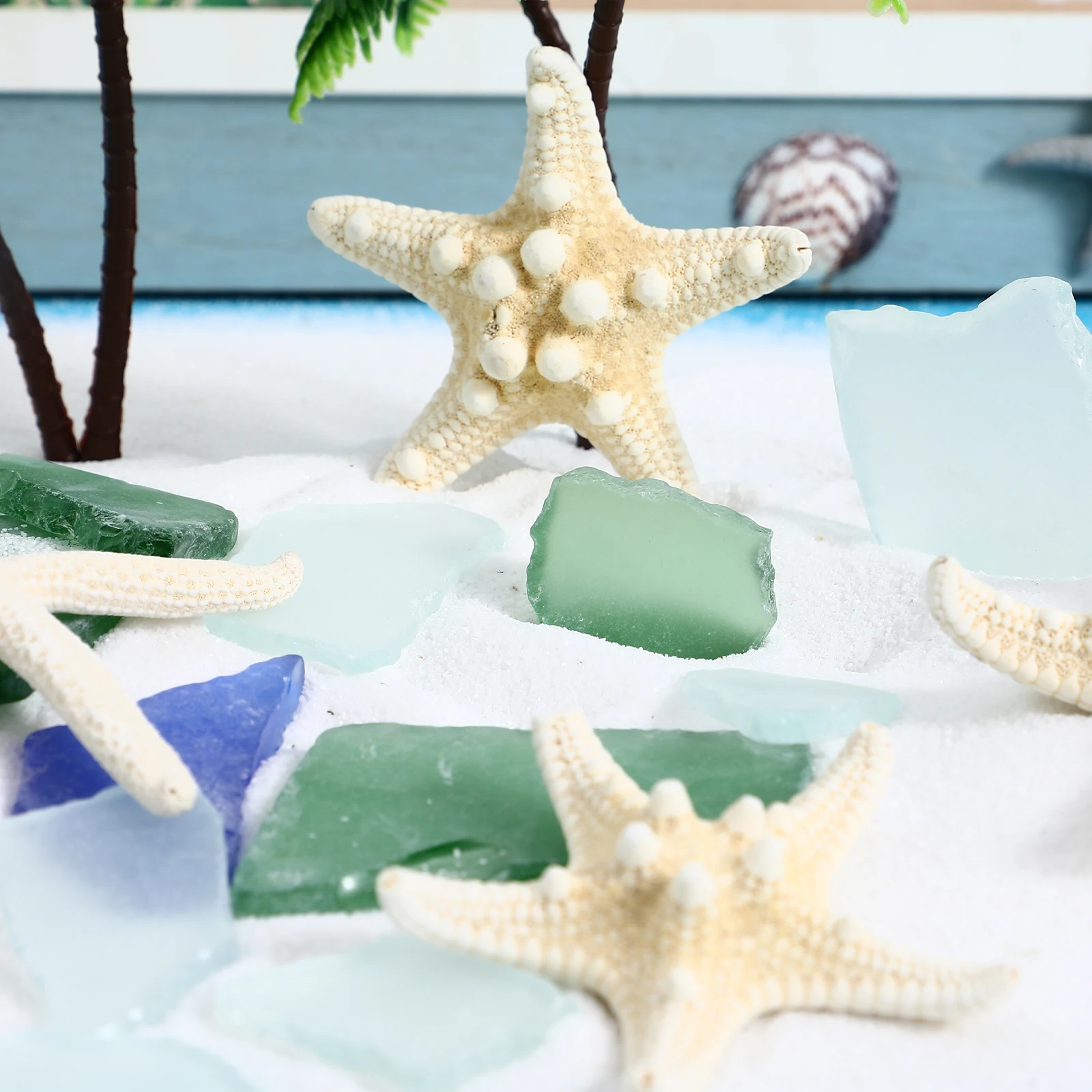 

1 Set Sea Glass Decor Coastal Ocean Theme Craft Supplies Beach Room Aquarium Ornament Nautical Home Summer