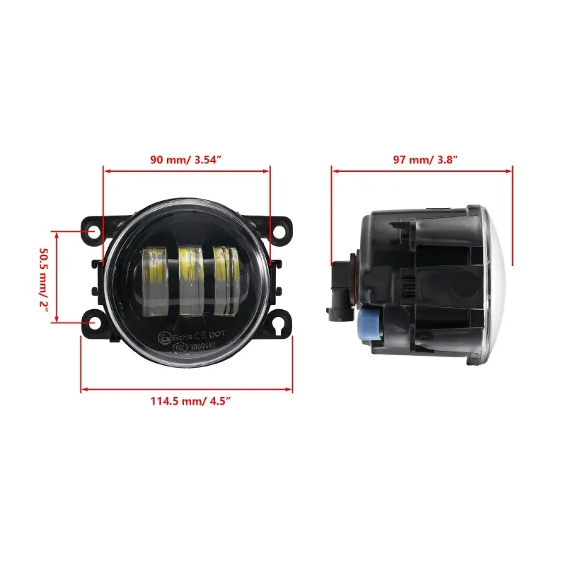 Luces LED antiniebla delanteras para coche, lámpara blanca de conducción diurna para Honda Focus Fiesta Peugeot Citroen 4F9Z15200AA, 90mm, 1 par