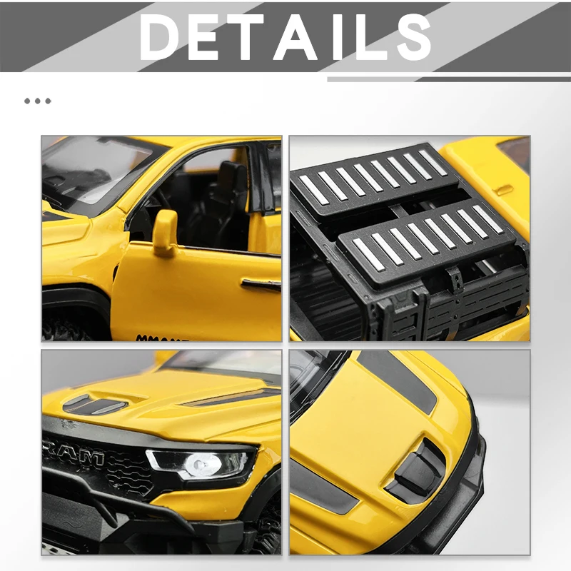 Modellino Auto in Lega 1:38 Dodge RAM 1000 TRX Mammoth Picku con Suono e Luci, Giocattolo per Bambini, Regalo di Compleanno