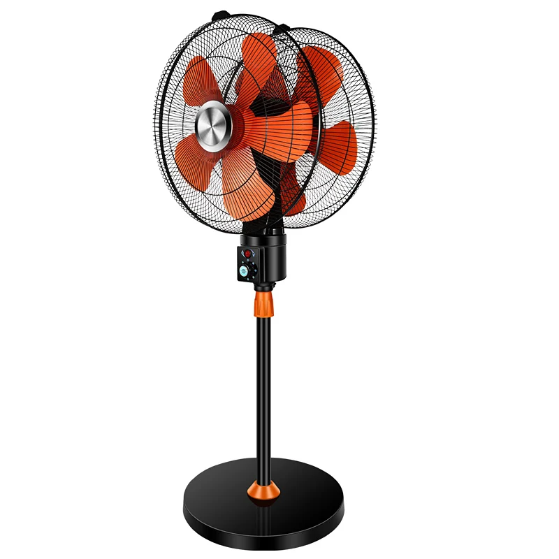 스마트 더블 헤드 바닥 선풍기 산업용 선풍기 전기 선풍기, 20 인치, 3 속도, 360 도 와인딩 