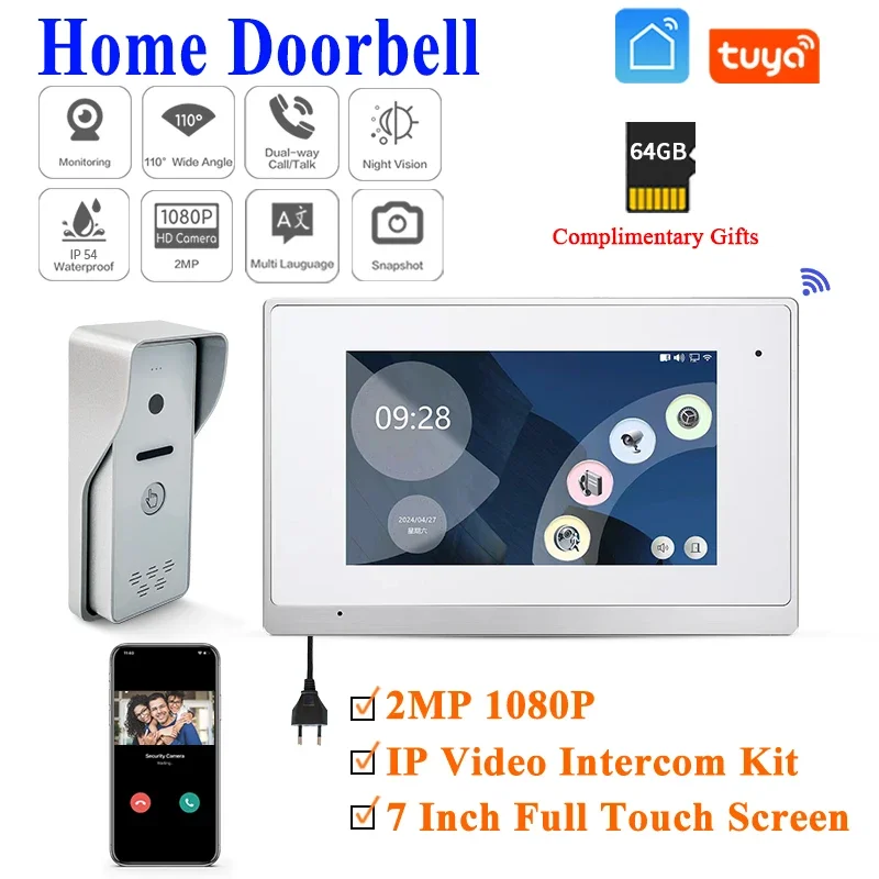 

Factory Price Smart Door Phone 128G Tuya Wifi Doorbell Camera Video Door Bell Ac Power IP Support Connect CCTV Camera By Onvif