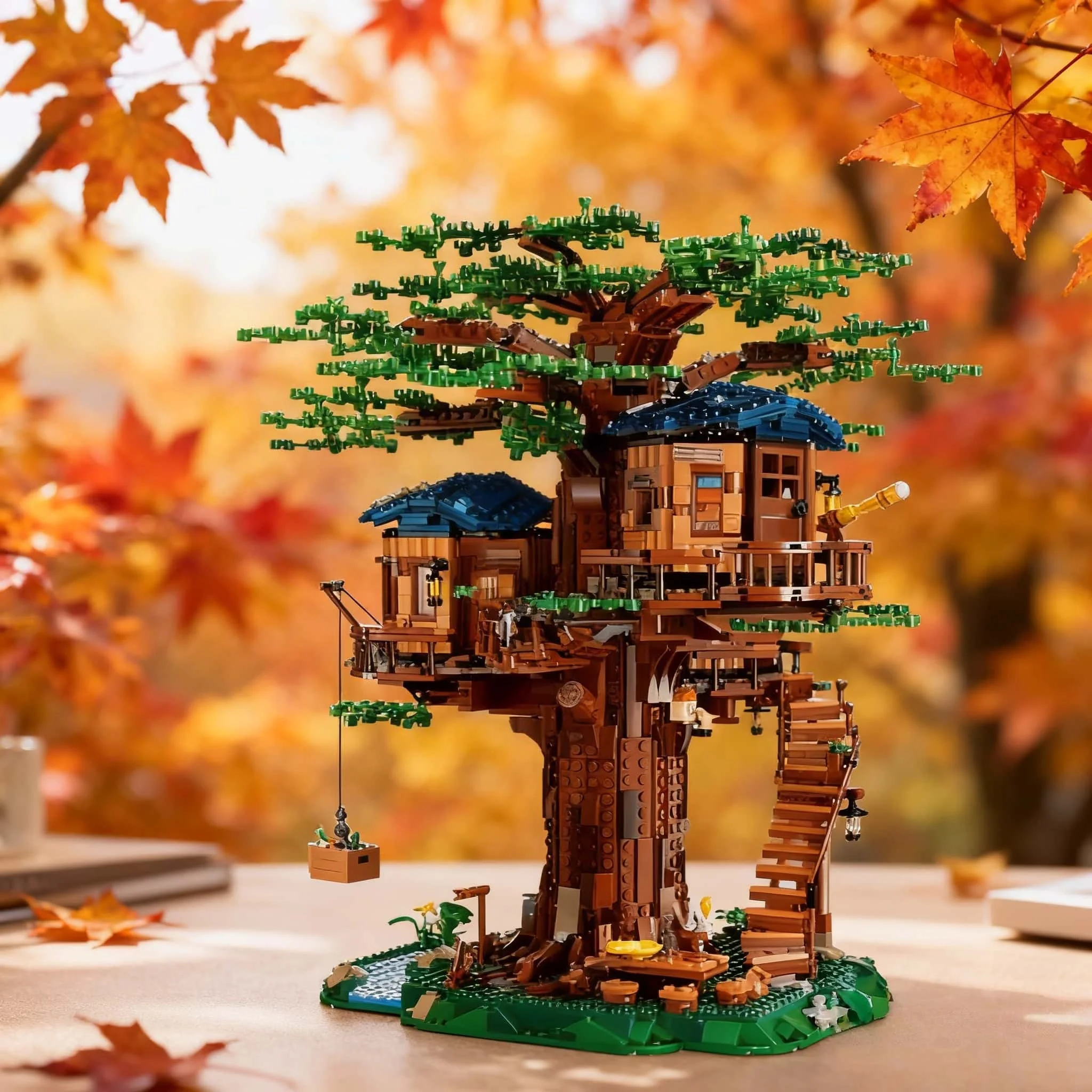 

Architectural home decoration 2026 new MOC1013pcS yellow and green forest house model brick assembly toy creative adult gift