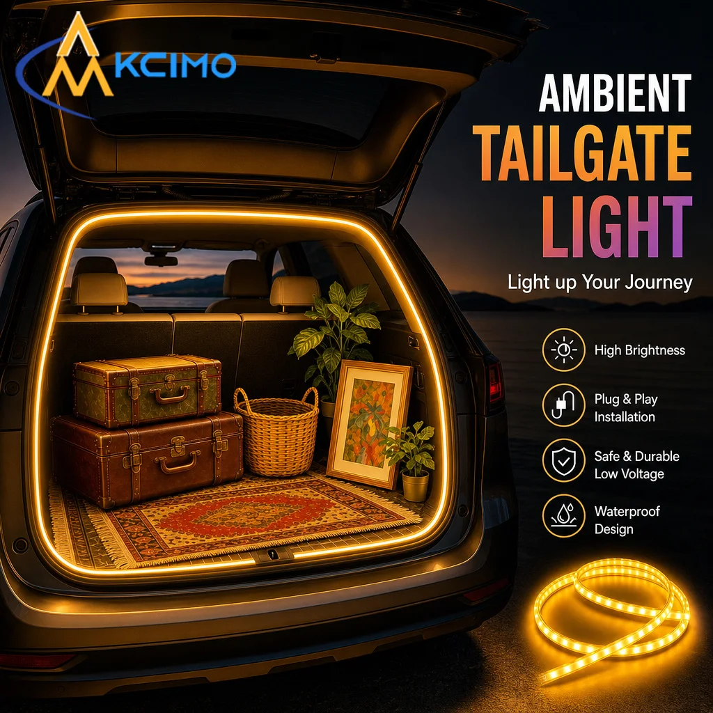 Portable LED Cargo Area Light Strip Multifunctional Car Trunk Tailgate Ambient Lamp Auto Interior Decoration & Camping Lighting