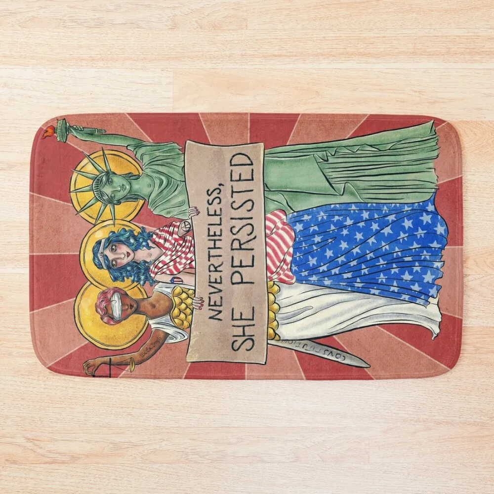 

Nevertheless, She Persisted Bath Mat Entrance Door Washable Non-Slip Kitchen Rug Carpet Carpet Carpet Front Door Mat