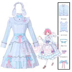 6PCS Ootori Emu Cosplay Anime Project Costume Headwear Women Men White Dress Vest Prop Set Halloween Party Outfit Woman