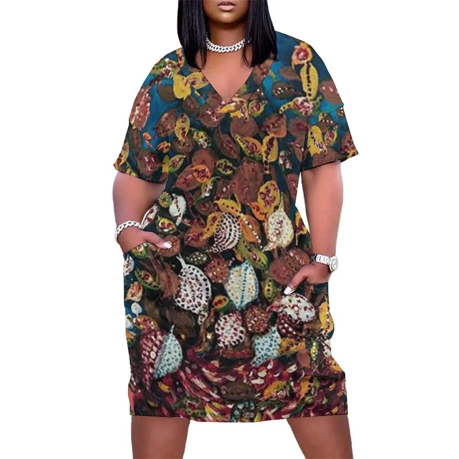 Le Bouquet de Feuilles - Seraphine Louis - Favourite Artists Collection Loose Pocket Dress Woman clothes