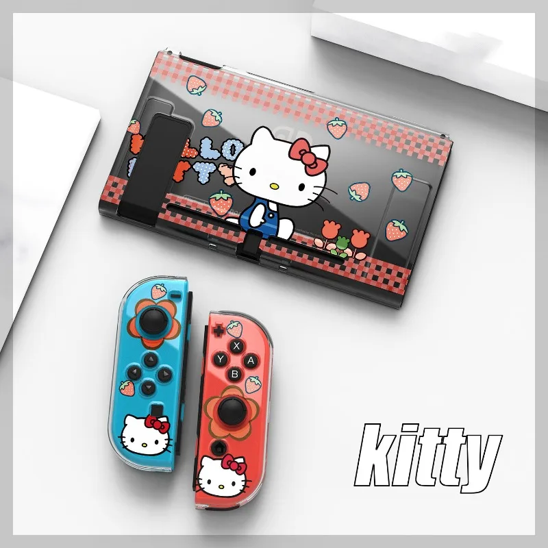 Sanrio Hello Kitty Case for Nintendo Switch OLED NS Game Host Console Joy-Con Controller Shell Protective Transparent Hard Cover