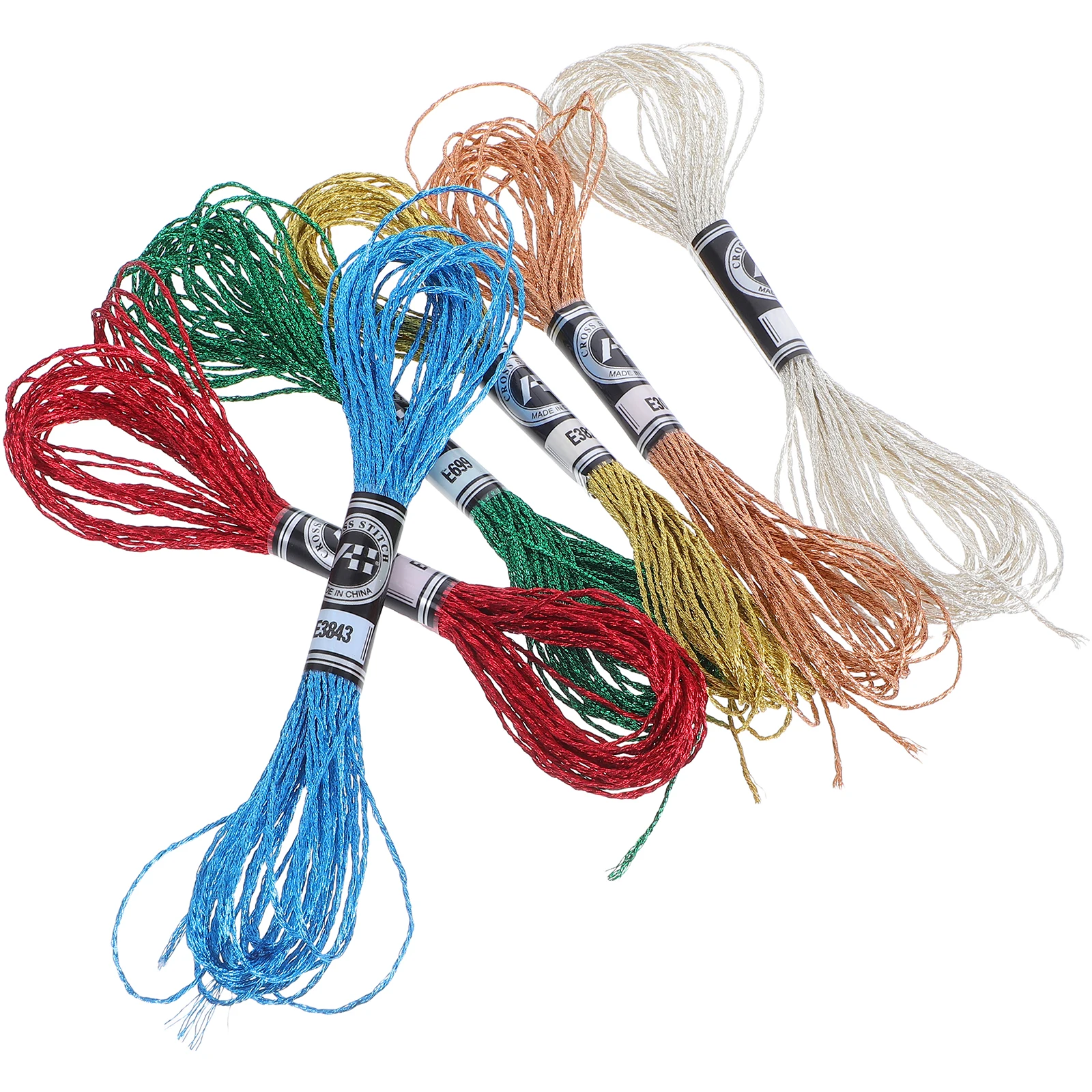 

6 Pcs Embroidery Thread Bracelet Making Yarn Stitching Hand Quilting Colorful Metallic Fabric