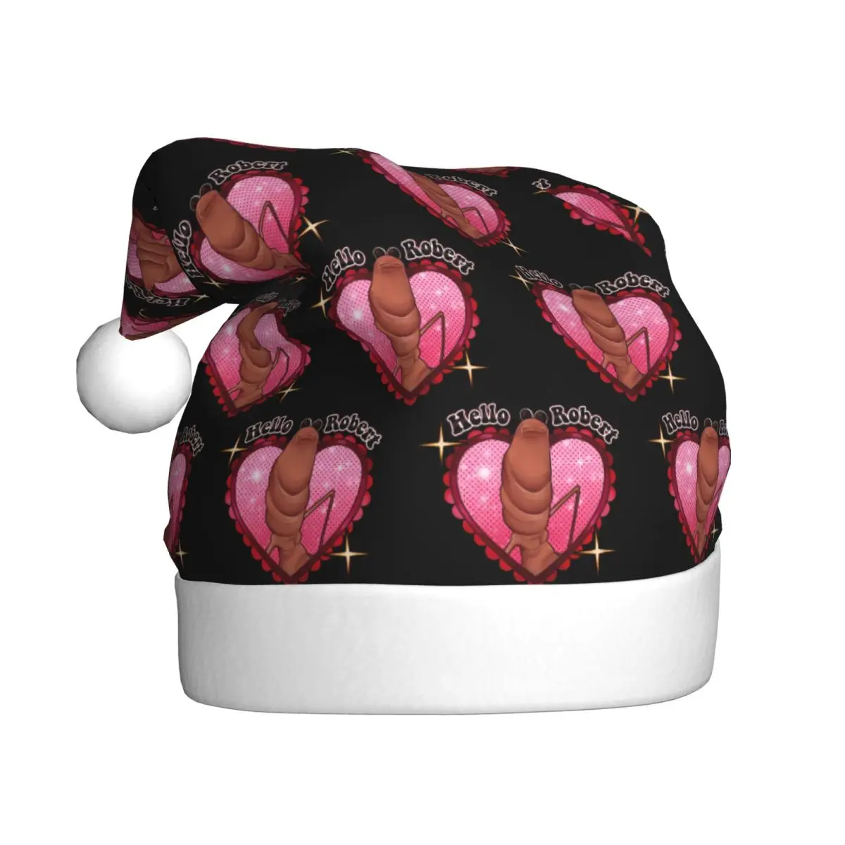 Marcus The Worm Hello Robert Cute Cartoon Christmas Hat for Adult Men Women Santa Hat Cap Xmas Accessories