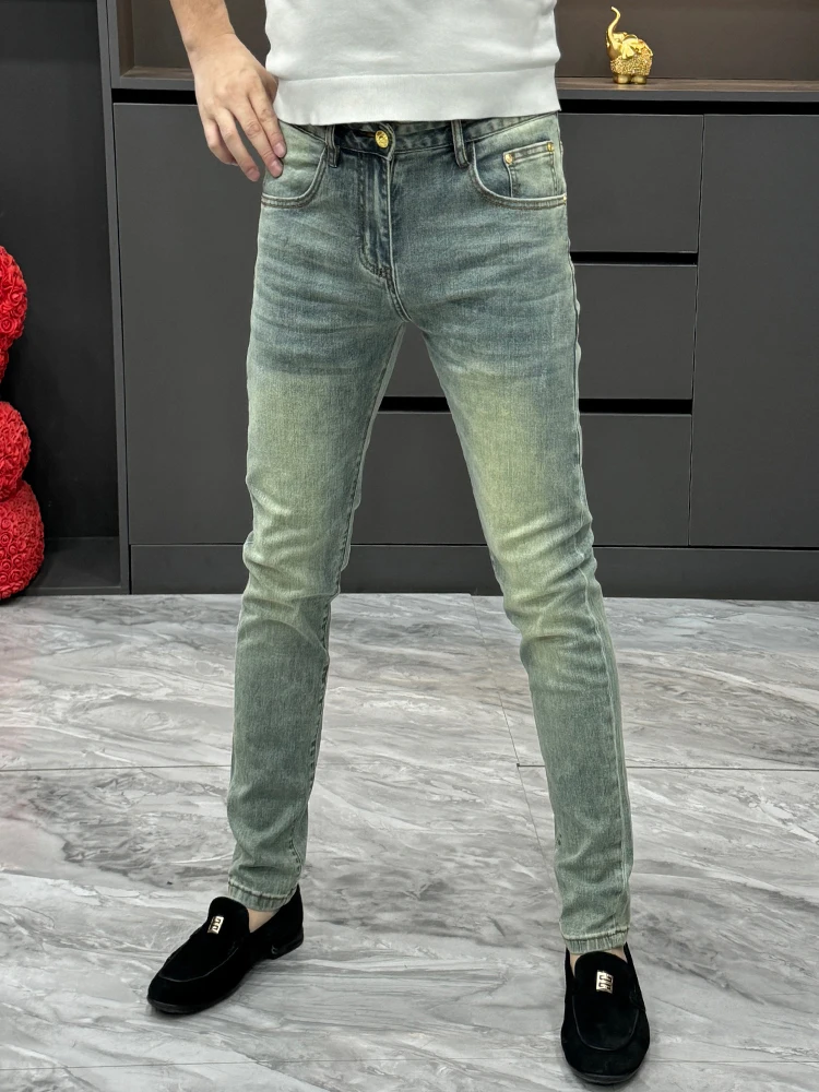 

Slim Fit Clean Version Men's Jeans Faionable Versatile Spring New Sle Small Foot Pants Sli Skinny Nine Points Pants