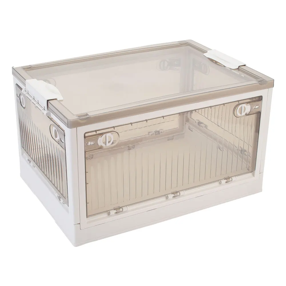 Livingandhome Transparent Folding Storage Box with Wheels