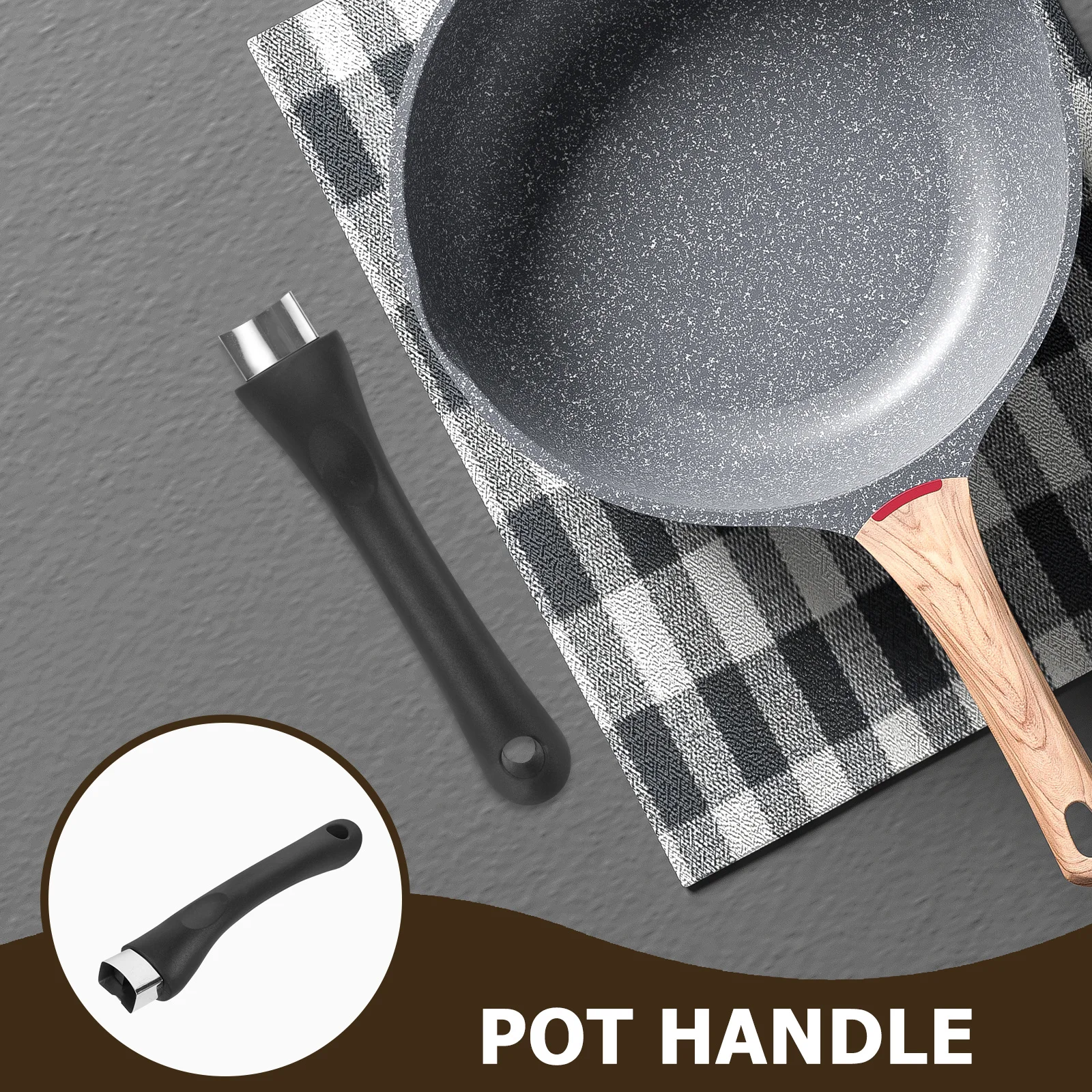

Replacement Pot Handle Anti-Scald Bakelite Construction Heavy-Duty Non-Skid Grip for Pan Skillet Wok Milk Pot Universal Cookware