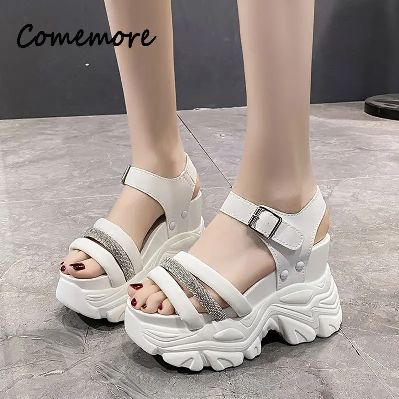 Comemore Wedge Heels Gladiator Sandals Summer Retro Ladies Roman Chunky Bling Women Sneakers High Platform Slippers Beach Shoes