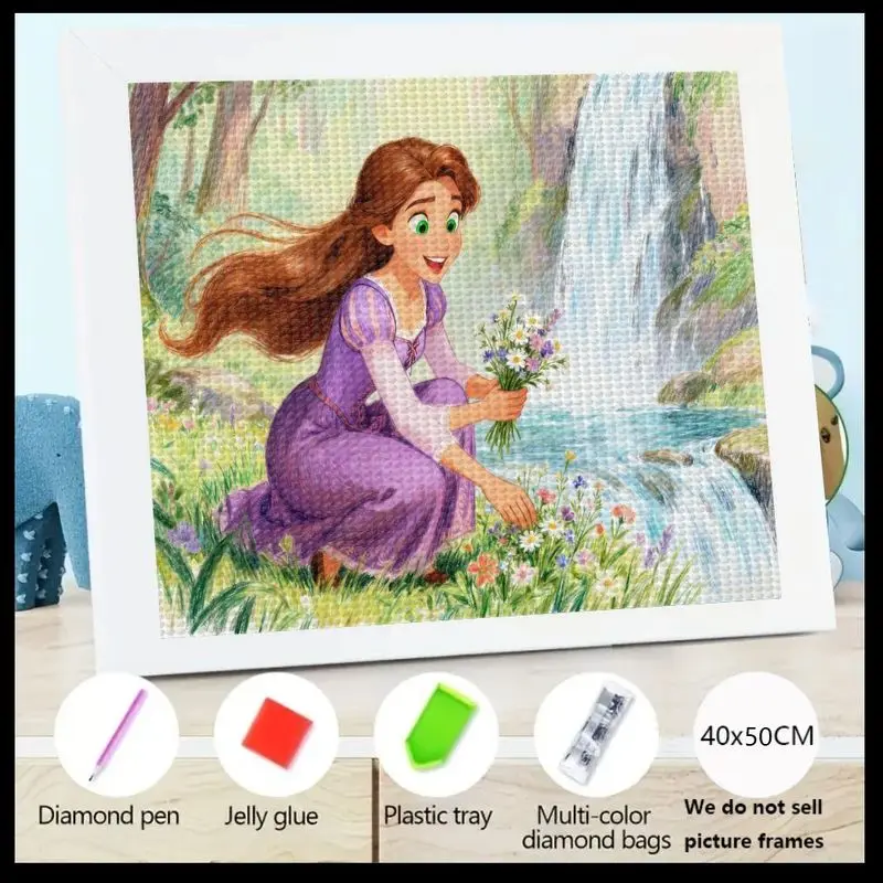 

1 шт., 5D DIY, полная дрель, набор для рисования кристаллами и бриллиантами, очаровательная сказочная принцесса, собирающие цветы водопадом, пейзажный бриллиант